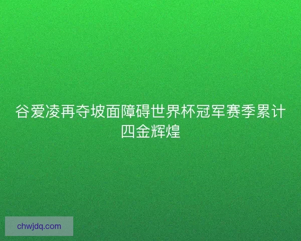谷爱凌再夺坡面障碍世界杯冠军赛季累计四金辉煌