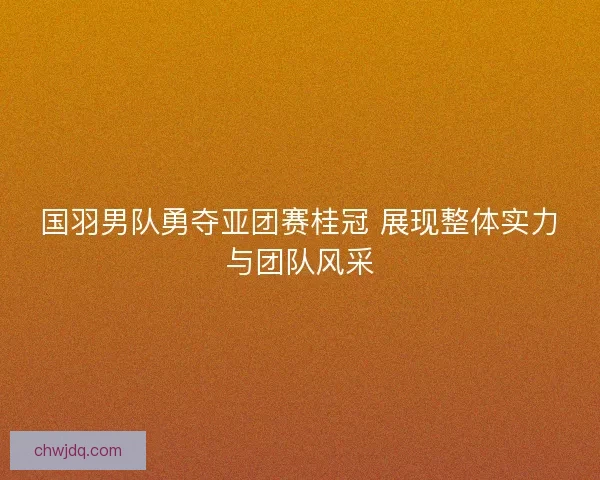 国羽男队勇夺亚团赛桂冠 展现整体实力与团队风采